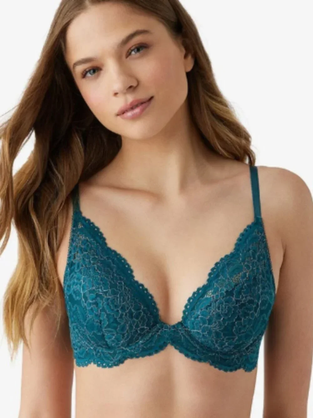 Wacoal Ciao Bella Plunge Contour Bra Green Floral Lace 36B